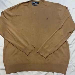 Polo by Ralph Lauren Men's Camel V-Neck Sweater